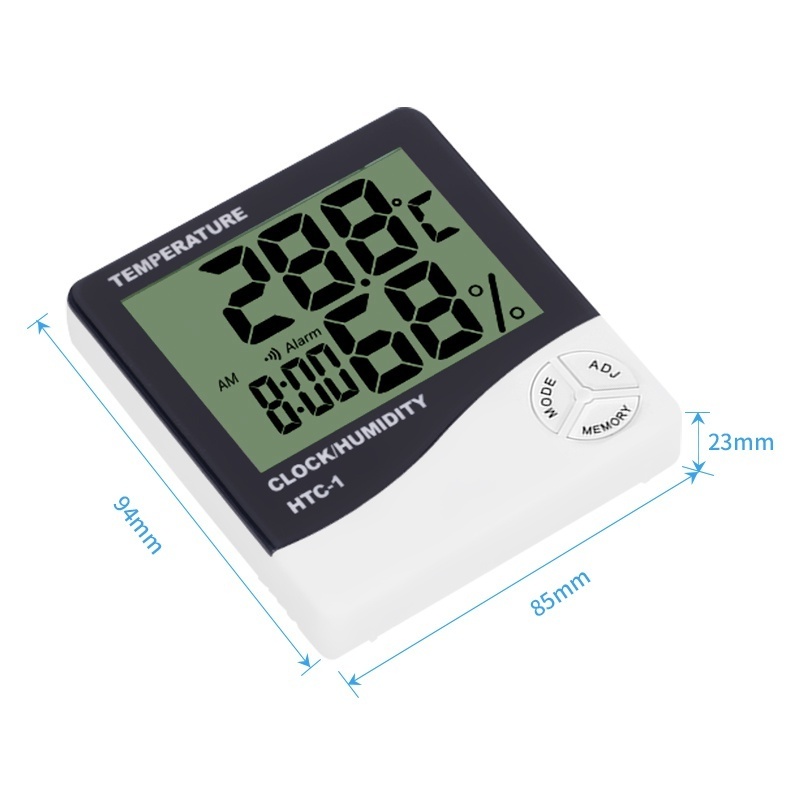 High quality Htc-1 Digital Max/min Thermometer  indoor thermohygrometer Higrometer Humidity Meter With Alarm Clock