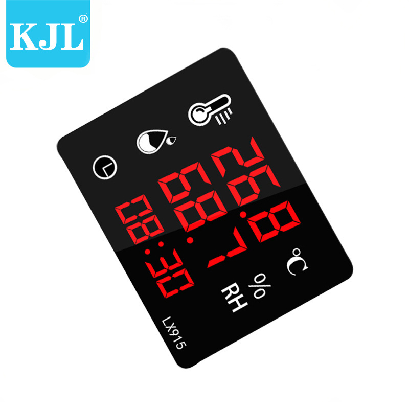 2023 new LED large screen electronic wall-mounted household greenhouse planting temperature and humidity meter With Clock LX915