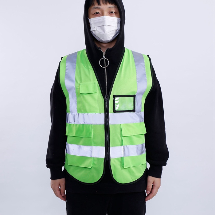 Reflective Fluorescent Night Worker Safety Uniform Pockets Design Breathable Yellow Green Low Price Sleeveless jacket Vest