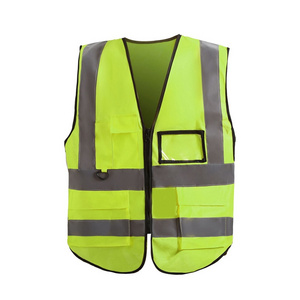 Reflective Fluorescent Night Worker Safety Uniform Pockets Design Breathable Yellow Green Low Price Sleeveless jacket Vest