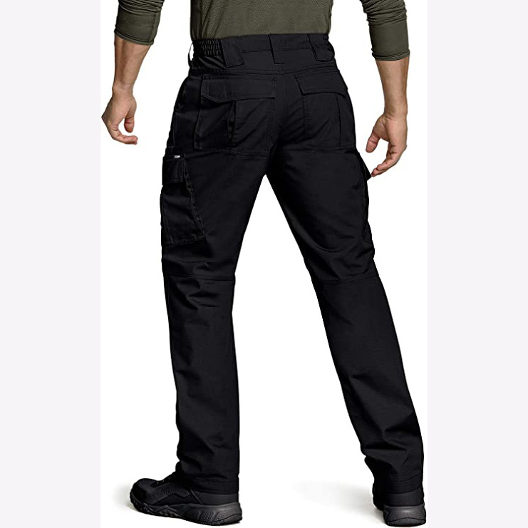 Men's Security Guard Black Pants Outdoor Apparel Water Repellent Ripstop Cargo Lightweight EDC Hiking Work Pants