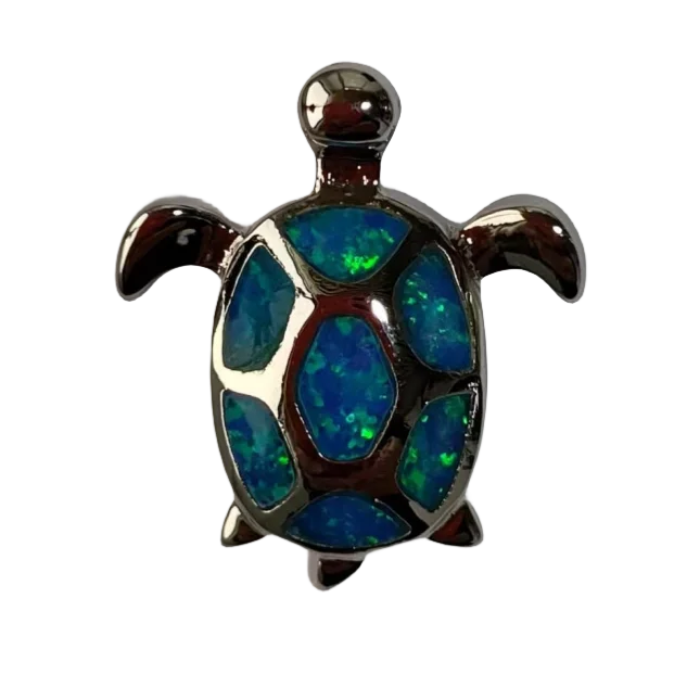 Opal blue turtle pendant necklace charms