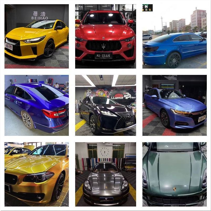 Super Glossy Automotive Vinyl Wrap Colours for Cars Orange Red Yellow Green Purple Vinyl Wrap Film