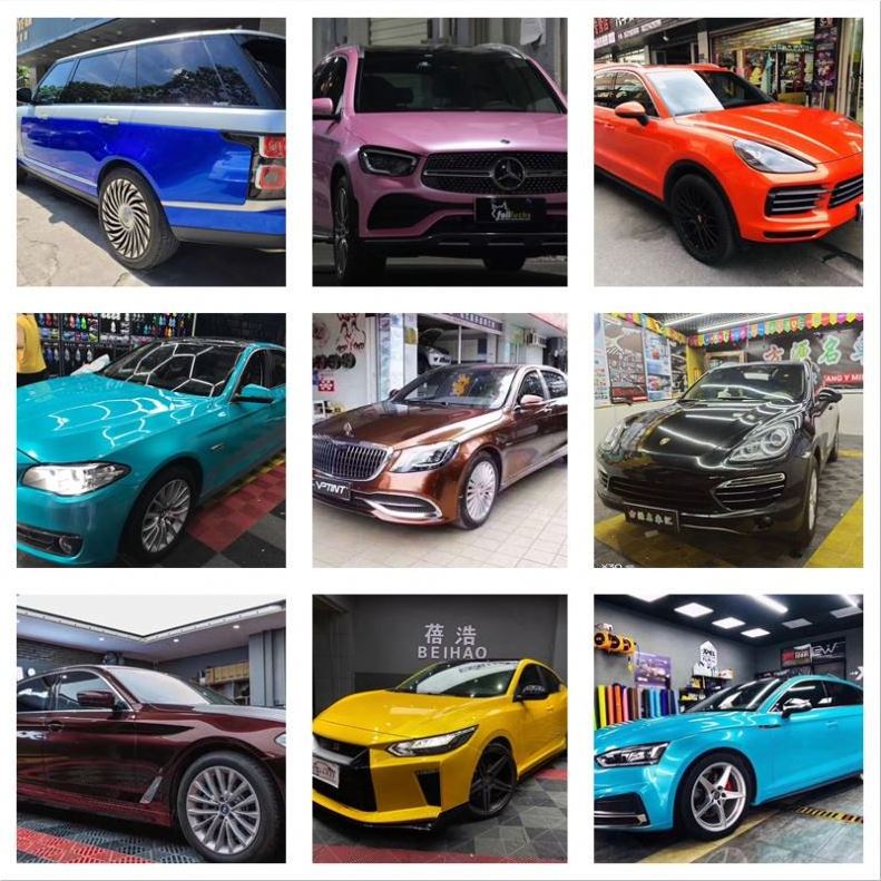 Super Glossy Automotive Vinyl Wrap Colours for Cars Orange Red Yellow Green Purple Vinyl Wrap Film