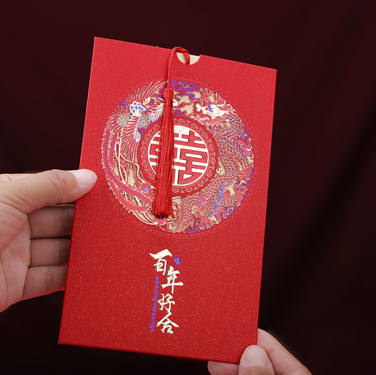 Manufacturer creativity wedding invitation cards  Chinese tassel Wedding supplies greeting card