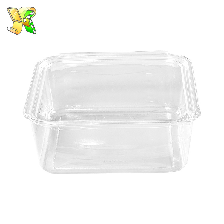 Plastic higned salad box transparent plastic take away sealable salad box