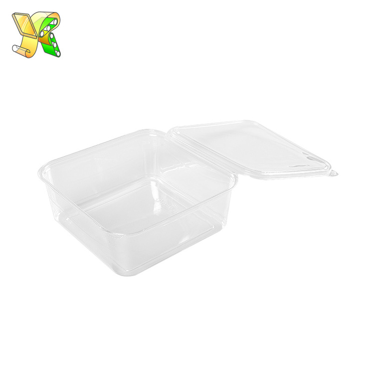 Plastic higned salad box transparent plastic take away sealable salad box