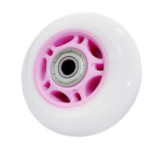 74 mm x 24 mm skate caster Wheels PU caster wheels for scooter/skateboard/inline hockey skate pink PP core w/608 bearing