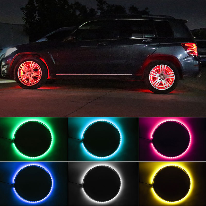 APP Remote control RGB sequential switchback Wheel Light For Truck Offroad Vehicle SUV Car Mounted Quad Row Wheel Rock Light Kit