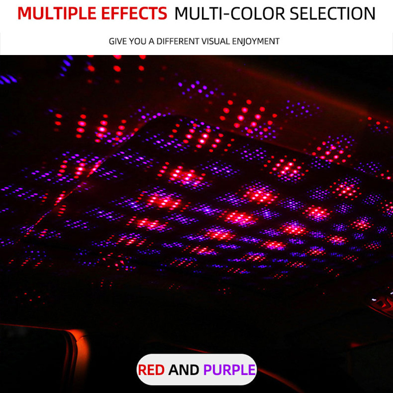 USB Auto Decoration Roof Star Auto Spin LED Starry Sky Night Light Laser USB Car Ambient Projector Light Red Purple