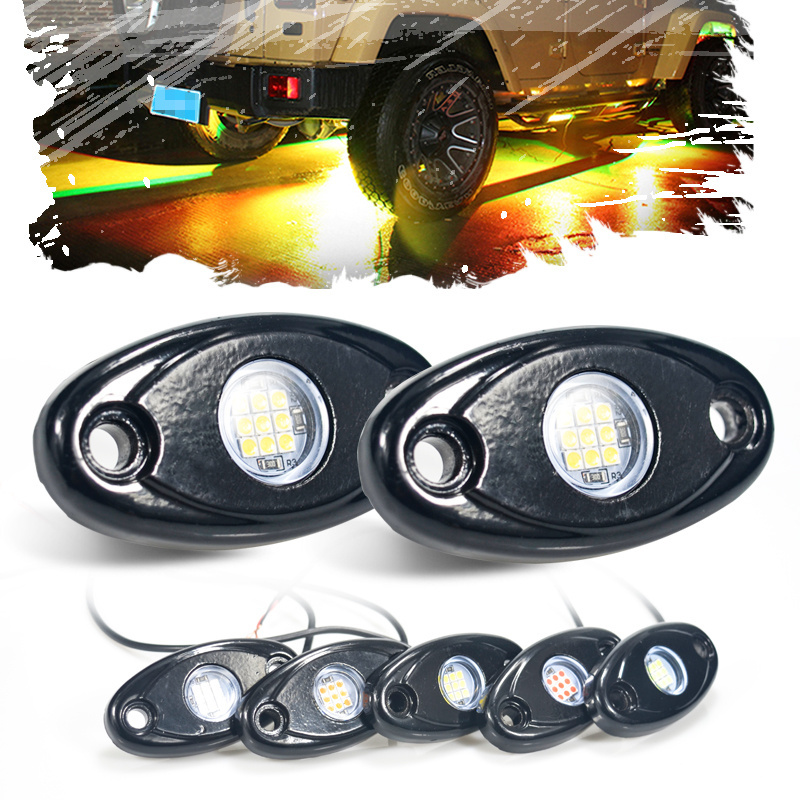 Professional Waterproof LED Pod Light Kit Underglow RGB 9W 9 LED Pure White 2