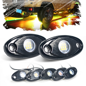 Professional Waterproof LED Pod Light Kit Underglow RGB 9W 9 LED Pure White 2" Rock Lights For Trucks Atv SUV Motorcycle