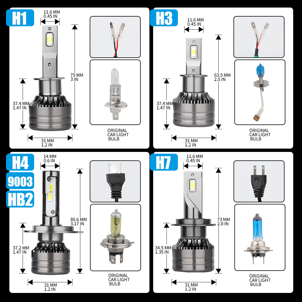 F5 Automotive Forward Lamps Fog Light 3570 Chip H4 H7 High Power Canbus Car LED Headlight Bulbs