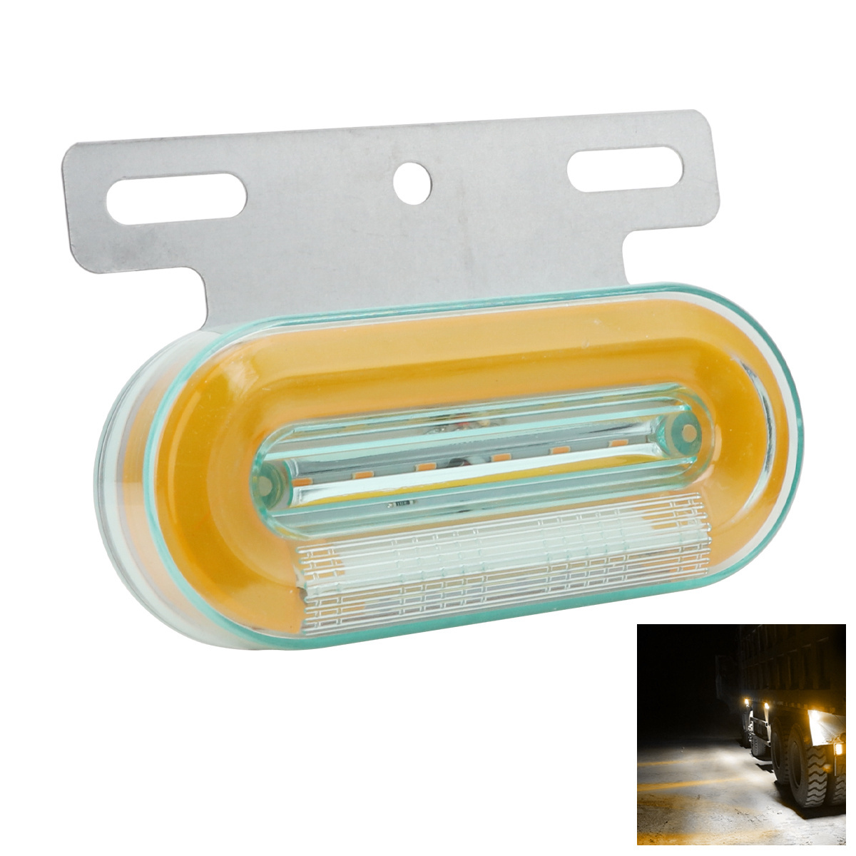 12V 24V Truck LED Clearance Light Emergency Warning Signal Indicator White Yellow Double Color Oval Truck LED Side Light