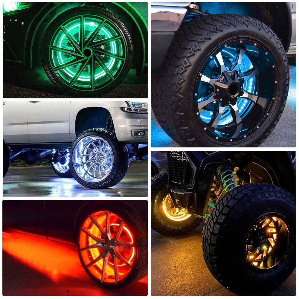 APP Remote control RGB sequential switchback Wheel Light For Truck Offroad Vehicle SUV Car Mounted Quad Row Wheel Rock Light Kit