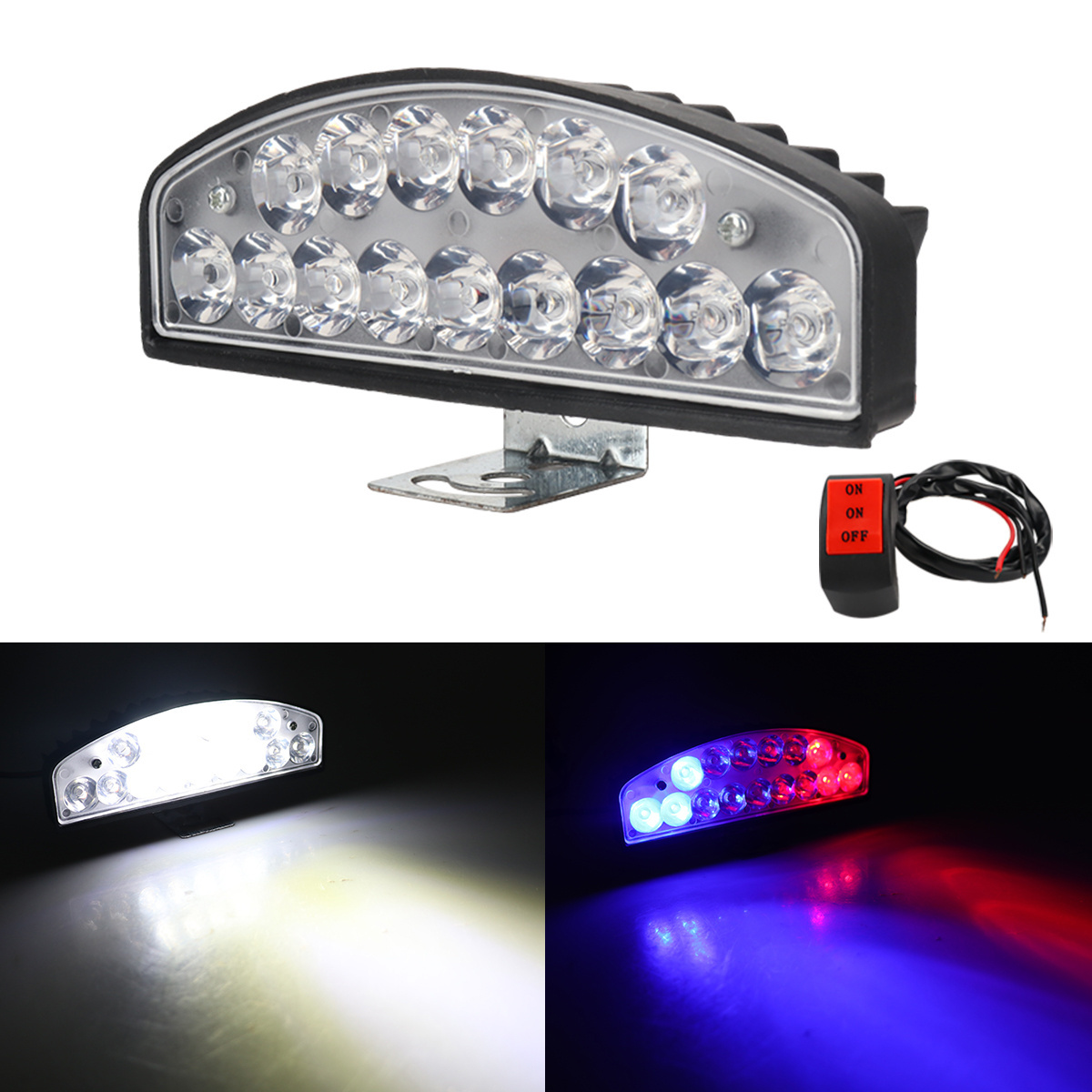 White Motorcycle Spotlight Red Blue Flash Mini Led Fogdriving Lights luces para moto Headlight Strobe Lights