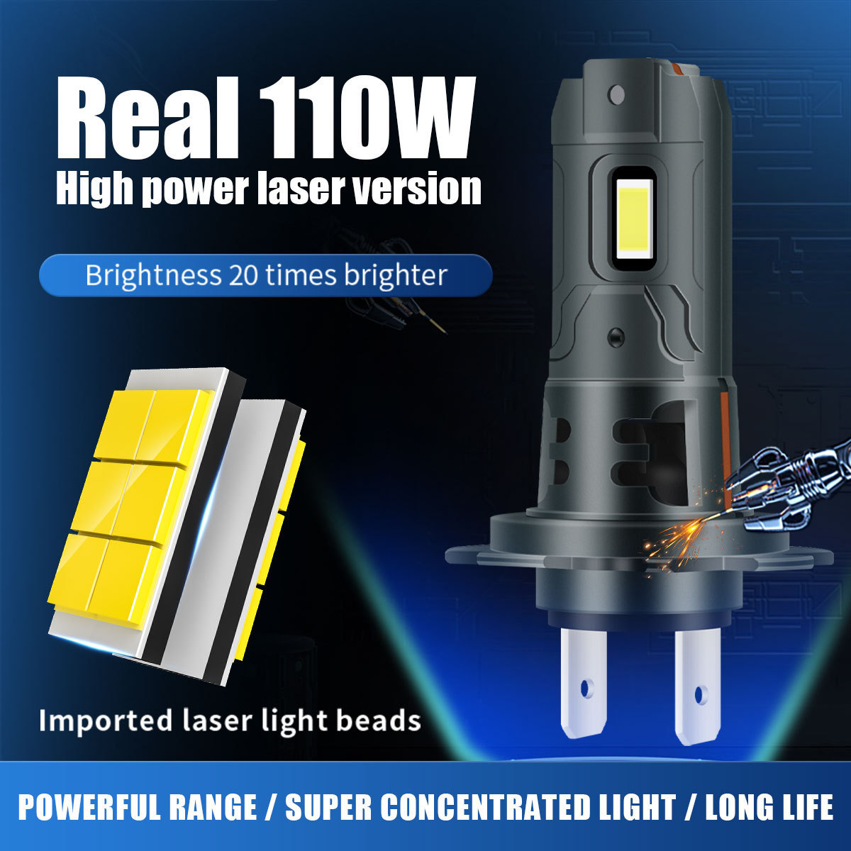 High power 110W 30000LM 6000K 3570 CSP Led White Head Lights High Low beam H7 Led Light For Car Headlight Bulb