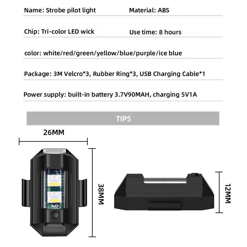 Motorcycle Tail Warning Light Turn Signal Indicator Universal LED Anti-collision Warning Mini Signal Drone with Strobe Light