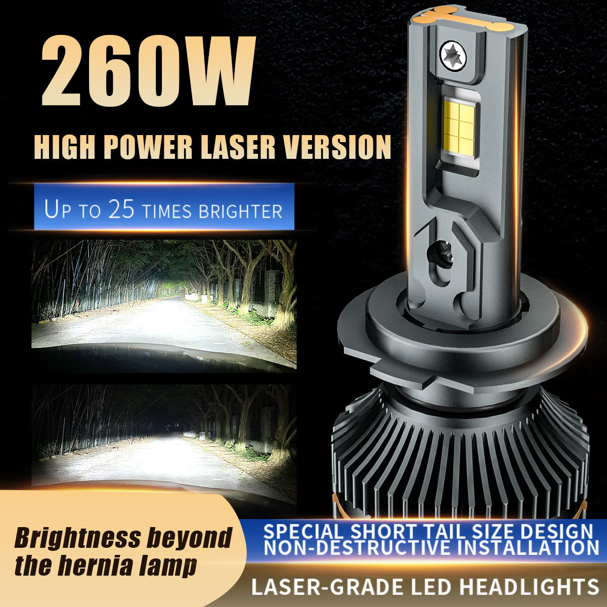 High Power 260W 59800 Lumen V95 Led Headlight High Low Beam Car LED Head Light 9005 9006 9012 H1 H3 H8 H9 H11 H7 H4 led