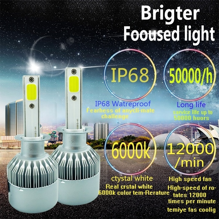 6000K 72W 12V 7200LM Auto Headlamps C6 H1 H3 Led H4 Headlight Bulbs LED bulb H7 Car Lights H4 880 H11 HB3 9005 HB4 9006 H13