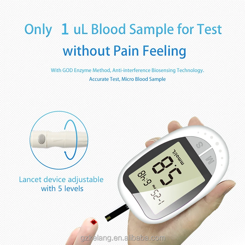 Wholesale Portable 1ul Small Blood Sample Digital Blood Glucose Monitoring System Smart Blood Glucose Meter Kit With Test Paper