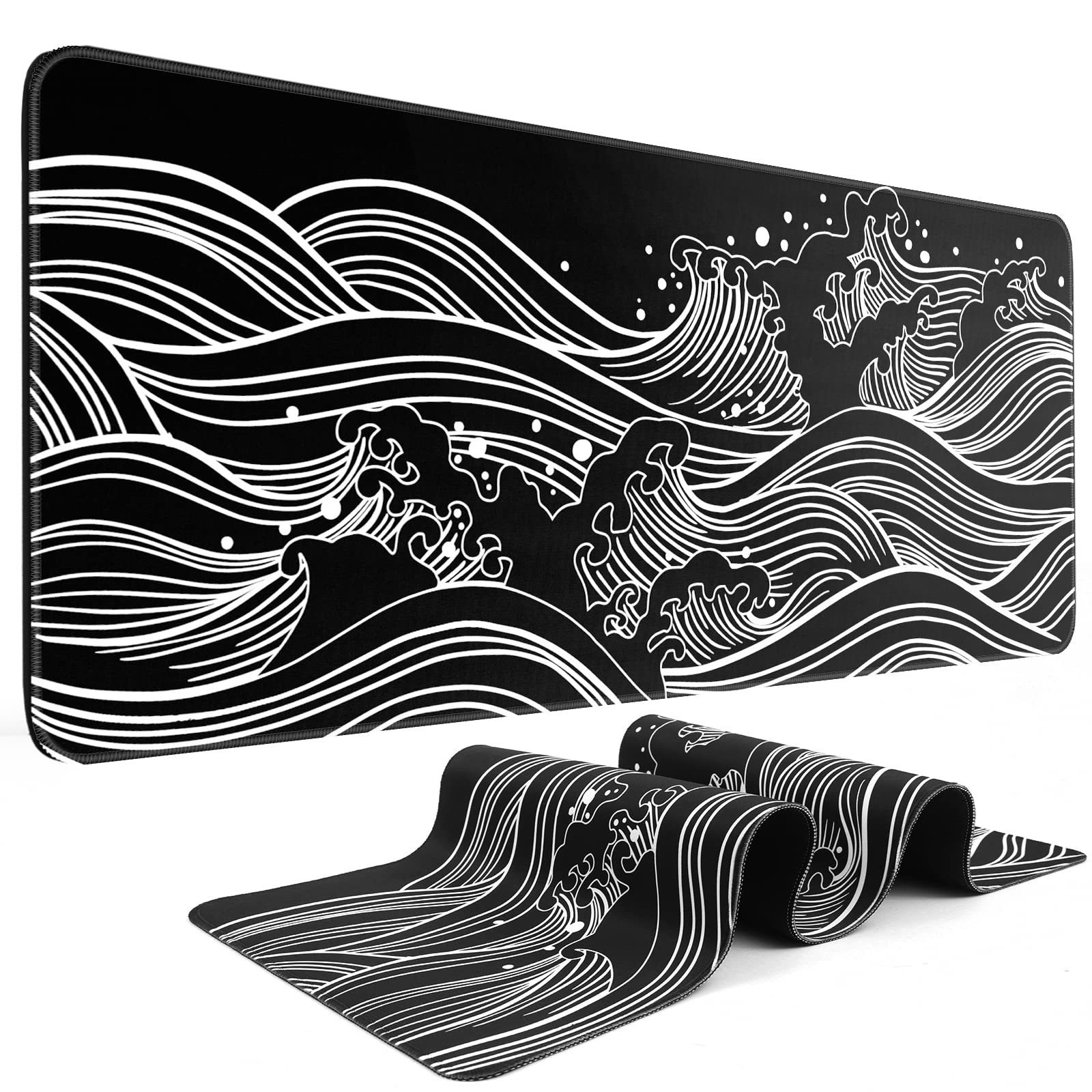 Japanese Style Gaming Mouse Pad Large Size XXL Mouse Pad With Stitched Edges Non-Slip Rubber Base Mouse Pads for Computer