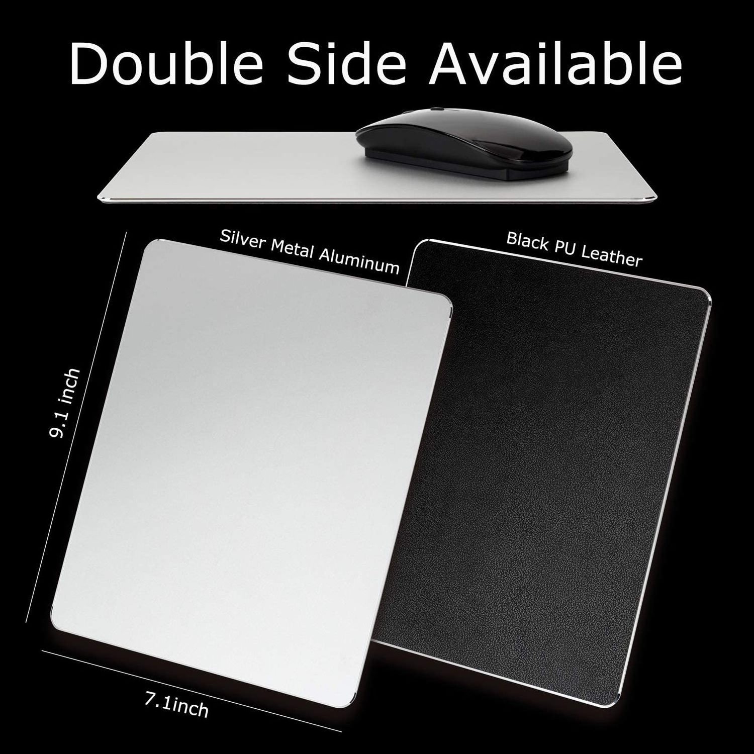 Hard Silver Metal Aluminum Mouse Pad Mat Smooth Magic Ultra Thin Double Side Mouse Mat Waterproof Fast and Accurate Control