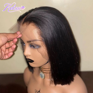 Chinese Luxury Short Bone Straight Hair Original,Silky Straight Highlight Human Hair Wig,4x4 Cheap Kinky Straight Short Wigs