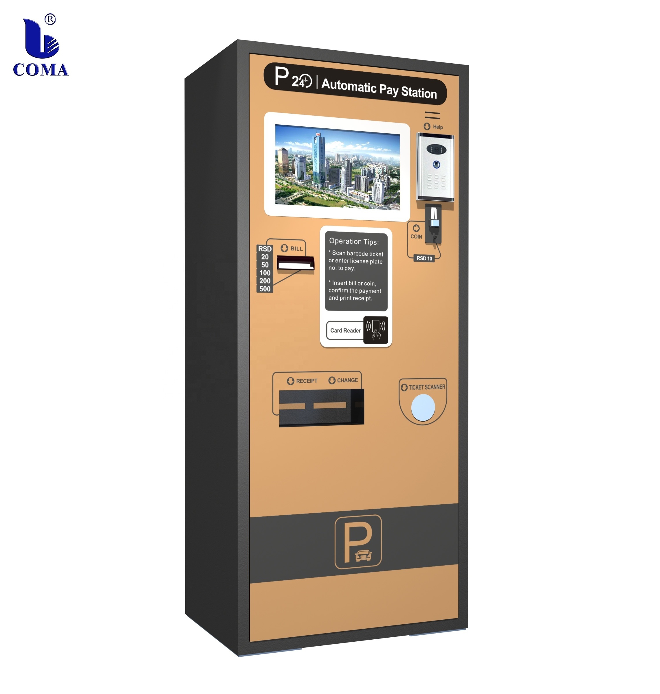 Car parking fee payment koisk parking payment machine