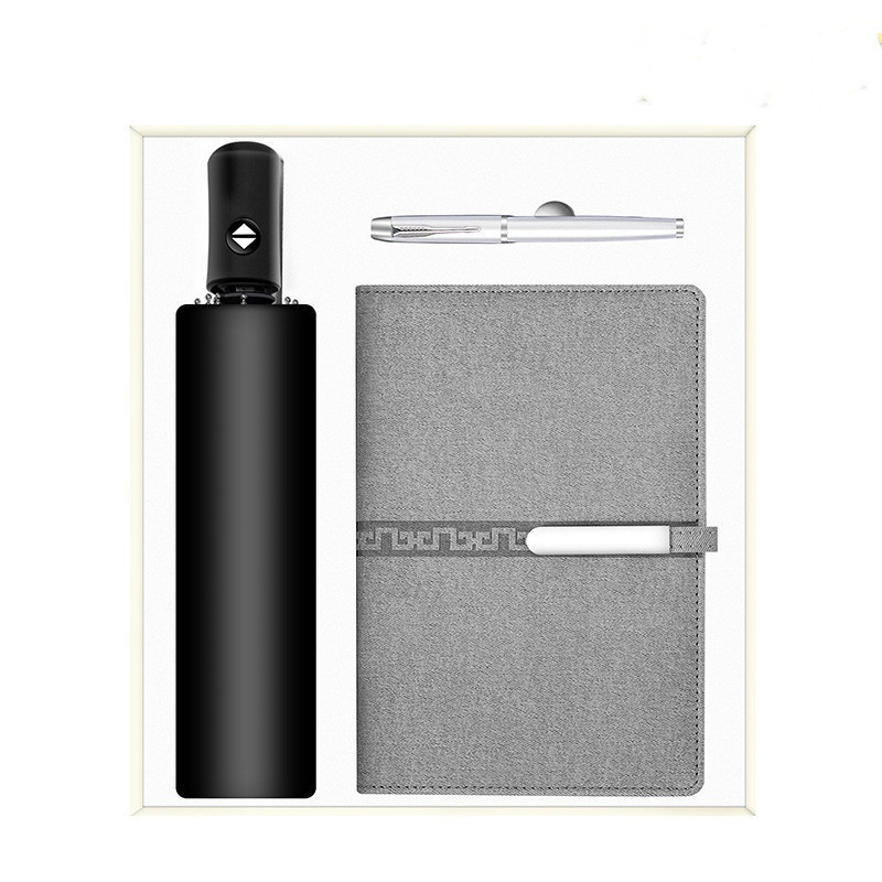 2021 High Quality Custom Party items  notebook and umbrella and pen gift set for men corporate new employee graduation gift