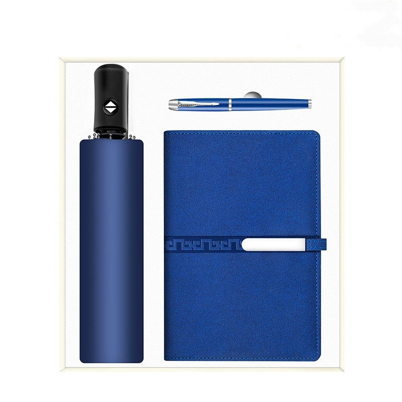 2021 High Quality Custom Party items  notebook and umbrella and pen gift set for men corporate new employee graduation gift