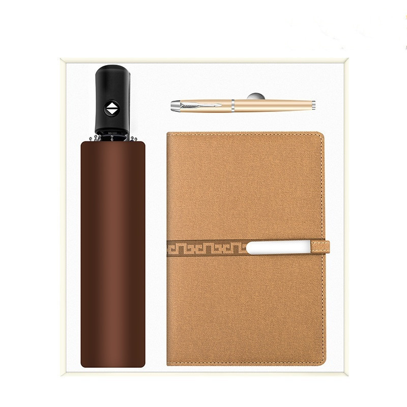 2021 High Quality Custom Party items  notebook and umbrella and pen gift set for men corporate new employee graduation gift