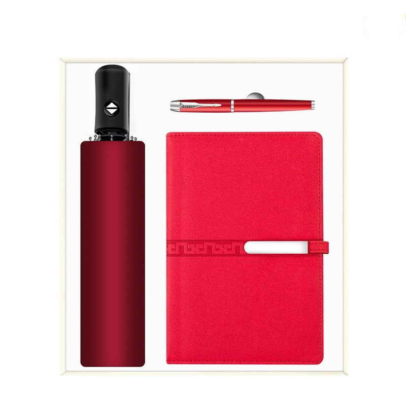 2021 High Quality Custom Party items  notebook and umbrella and pen gift set for men corporate new employee graduation gift