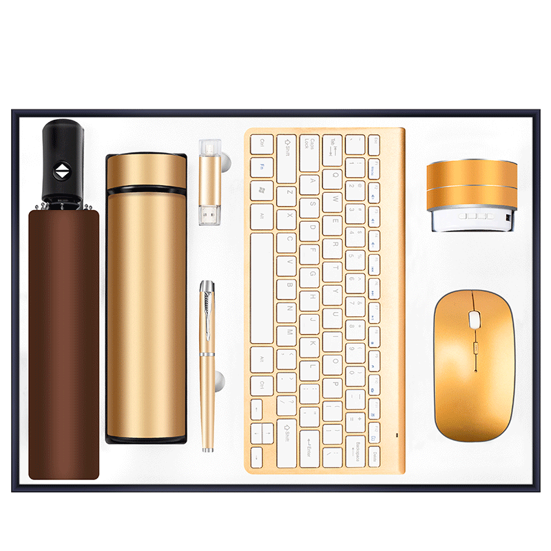 Unique VIP  products to best sell Keyboard Kit Wireless Mouse USB Pen Vacuum Flask Thermoses Umbrella Gift Set for men and women