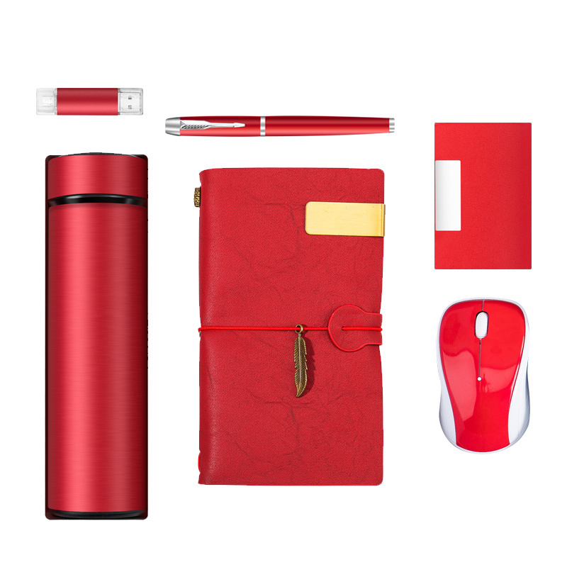 trending new product business notebook gift set with power bank vacuum cup umbrella Bluetooth mouse name card case key chain pen