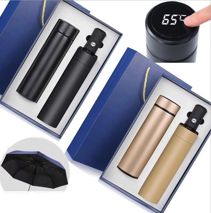 2024 Gadgets Electronic Temperature Display Stainless Steel Vacuum Flask Cup Mug Bottle Thermoses Folding Umbrella With Customer