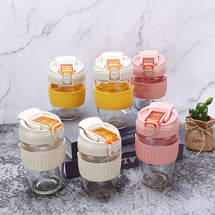 2023 new ideas luxury popular high quality insulated 350ml 550ml double wall glass cups with straw gifts for birthday wedding