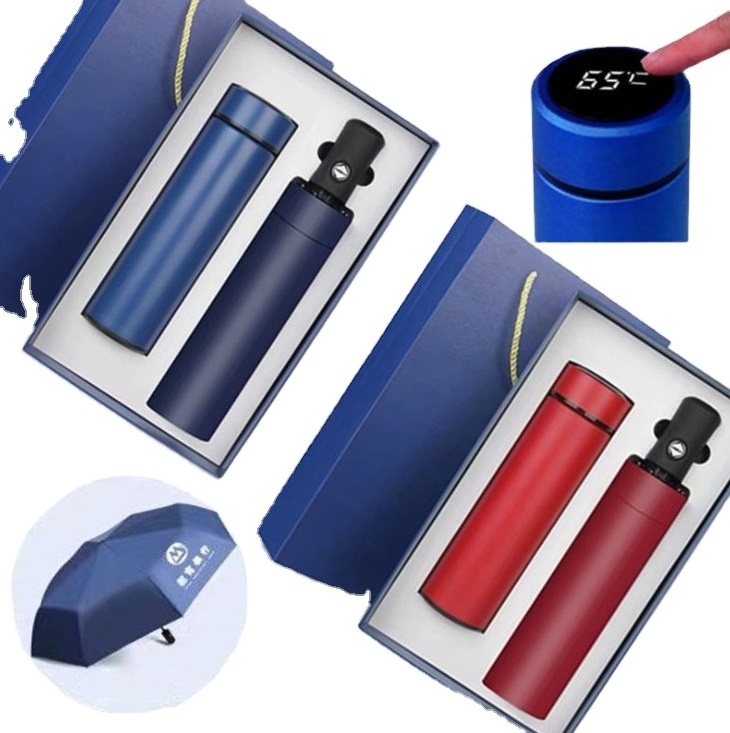 2024 Gadgets Electronic Temperature Display Stainless Steel Vacuum Flask Cup Mug Bottle Thermoses Folding Umbrella With Customer