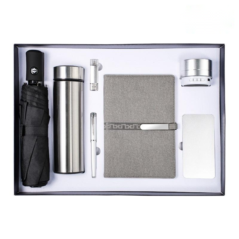 2023 Wholesale Custom Vacuum Cups with Loudspeaker 10000MAH Powerbank Name card Holder Notebook and Pen gift Set for Business