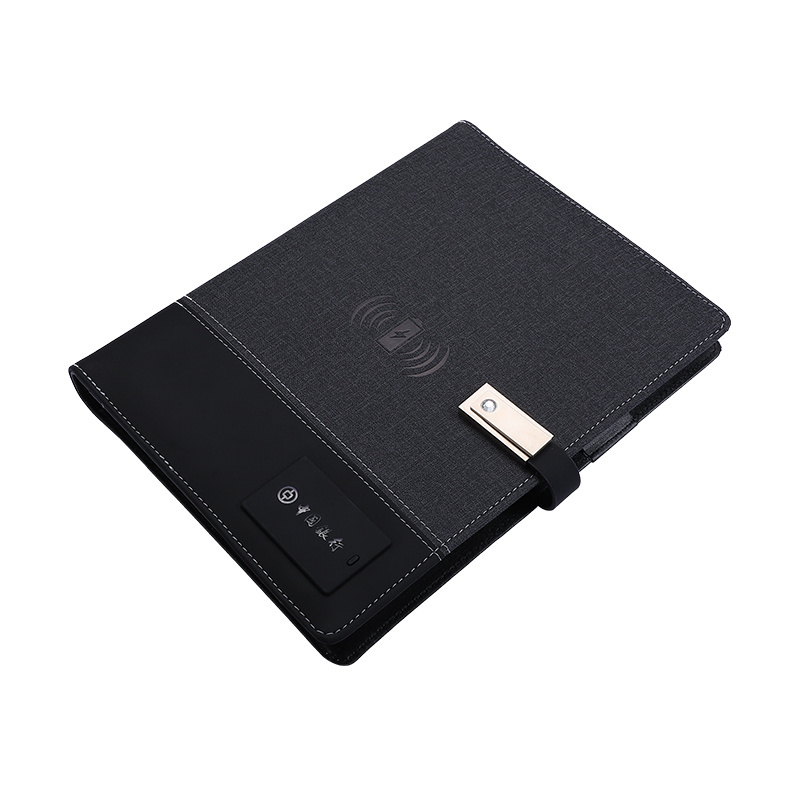 2023 new product ideas promotion wholesales customizable notebook power bank gift with USB flash drive LED logo wireless charger