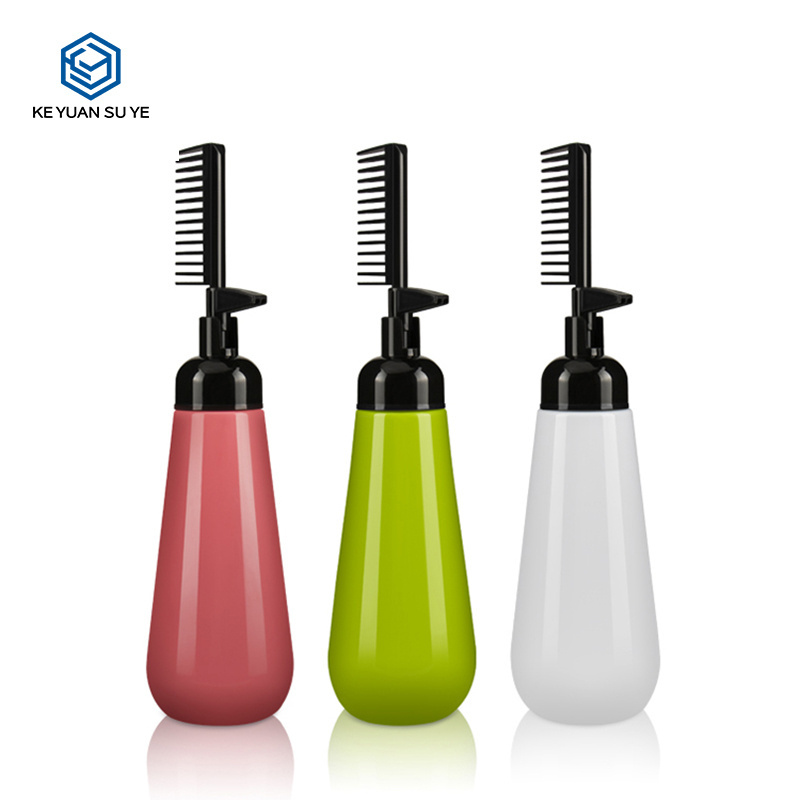 Hair Oil Comb Applicator Bottle 200ml Hair Dye Packaging Bottle for Oil with Comb Hair Plastic