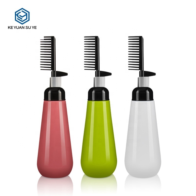 Hair Oil Comb Applicator Bottle 200ml Hair Dye Packaging Bottle for Oil with Comb Hair Plastic