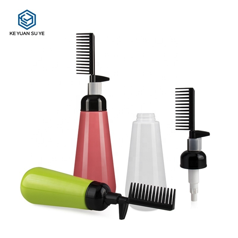 Hair Oil Comb Applicator Bottle 200ml Hair Dye Packaging Bottle for Oil with Comb Hair Plastic