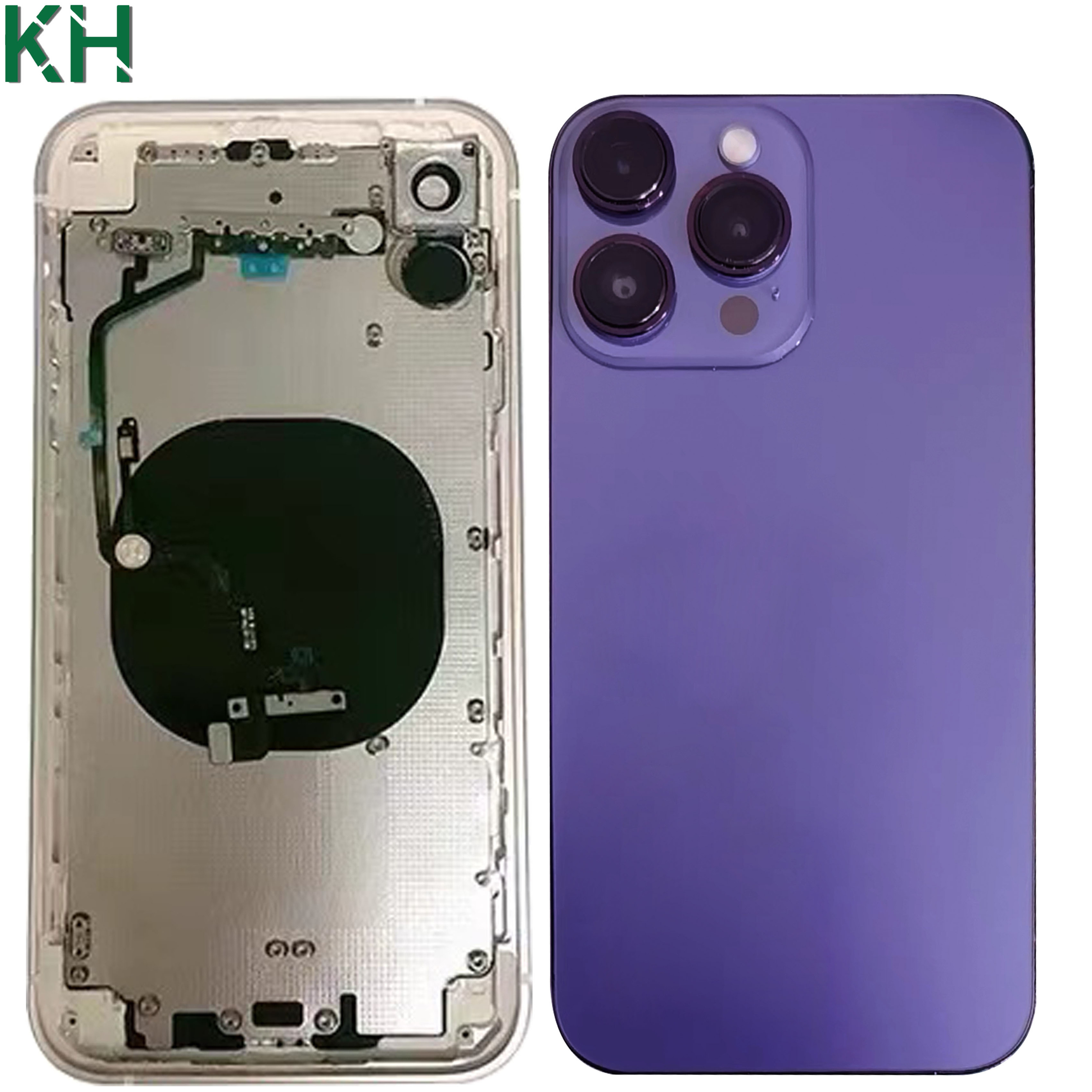 Phone Back Cover Housing For IPhone XR Change to 13 13 Pro 14 14 Pro Battery Middle Frame Repair Parts