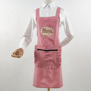 Custom Pink Kawaii Plaid Aprons Falbala For Cake Shop Kitchen Cook Japanese Style Chef Baker Fabric Sleeveless Apron 100% Cotton