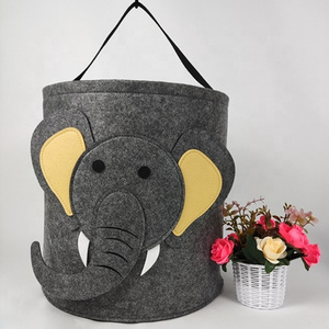 Cute Elephant Laundry Hampers Custom Logo Wholesale Felt Clothing Storage Felt Laundry Baskets For Toy Storage Box With Handle