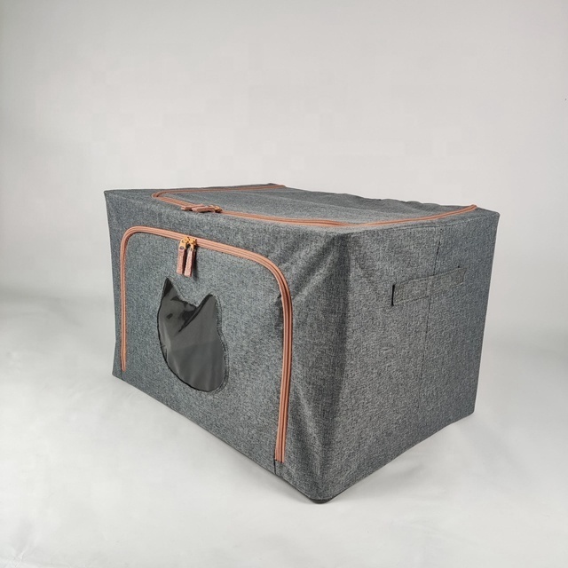 Steel Frame Storage Box Oxford Cloth Jute Fabric Organizer With Lid Large Capacity Cloth Folding Storage Box Toy Clothes Storage