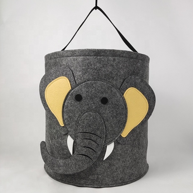 Cute Elephant Laundry Hampers Custom Logo Wholesale Felt Clothing Storage Felt Laundry Baskets For Toy Storage Box With Handle