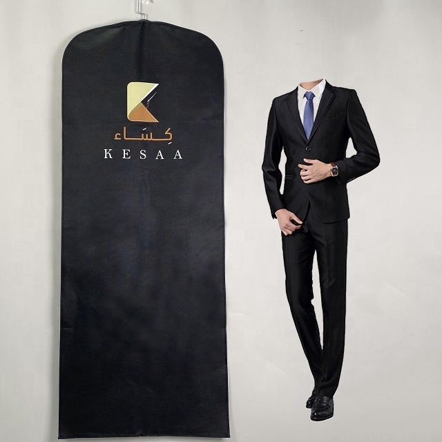 Hanging Logo Custom Garment Bags Wholesale Travel Suit Garment Cover Bags With Pockets Long Wedding Gown Garment Zipper Bag