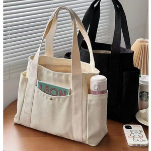 Customized Natural Tote Bag For Women Large Capacity Tote Bags For College Students with Pocket Canvas For Work Going Book Bag